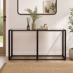 Modern Console Table with Transparent Tempered Glass