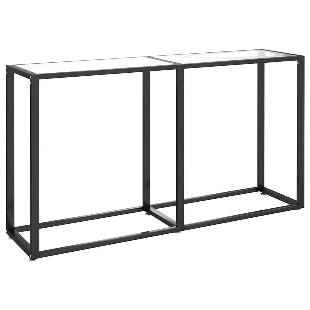 Console Table Transparent Tempered Glass 140x35x75.5cm Steel Frame