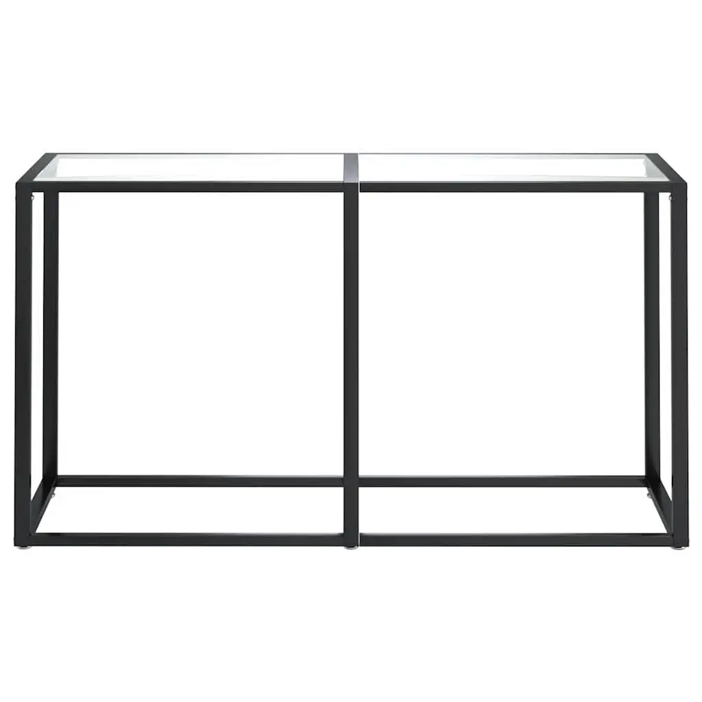 Console Table Transparent Tempered Glass 140x35x75.5cm Steel Frame