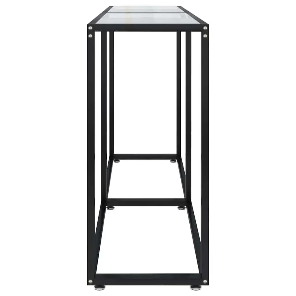 Console Table Transparent Tempered Glass 140x35x75.5cm Steel Frame