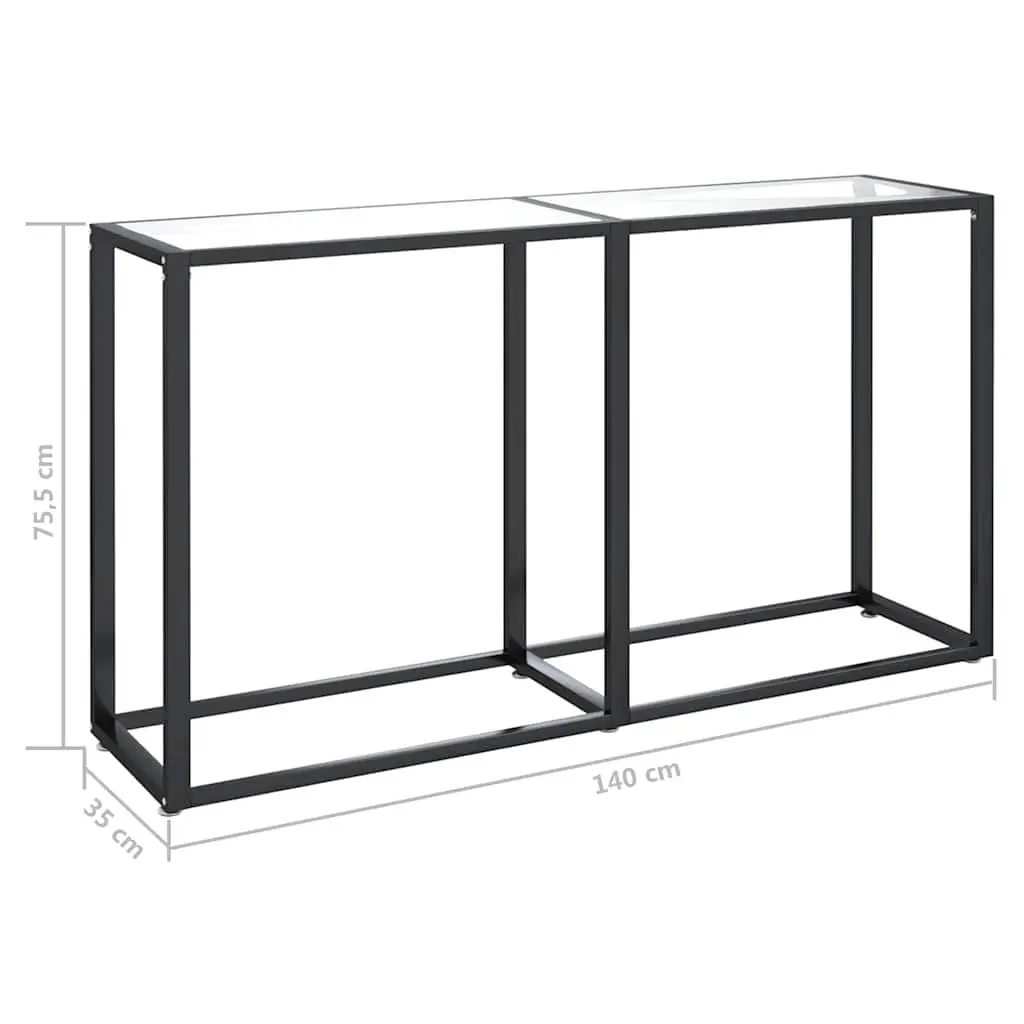 Console Table Transparent Tempered Glass 140x35x75.5cm Steel Frame