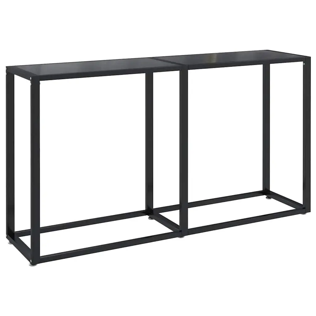 Console Table Black Tempered Glass Steel Frame 140cm x 35cm x 75.5cm