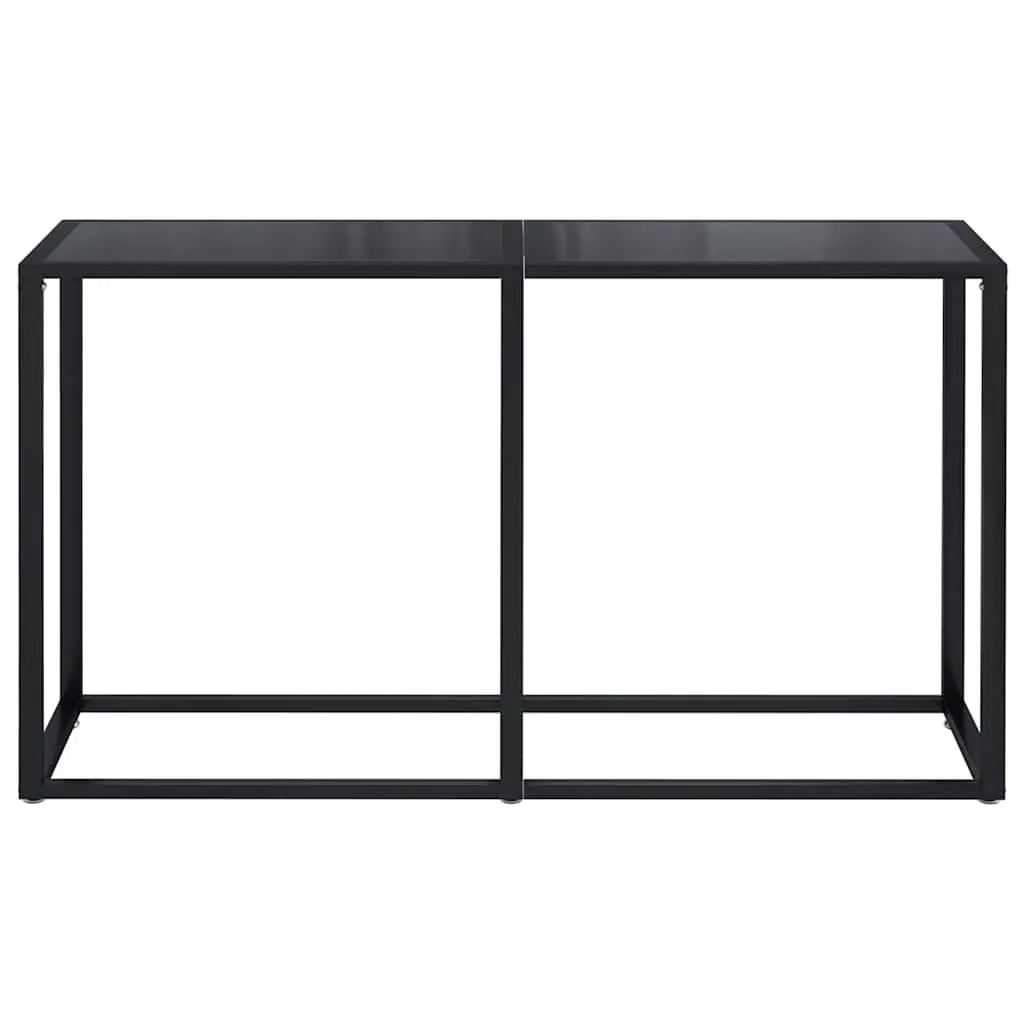 Console Table Black Tempered Glass Steel Frame 140cm x 35cm x 75.5cm