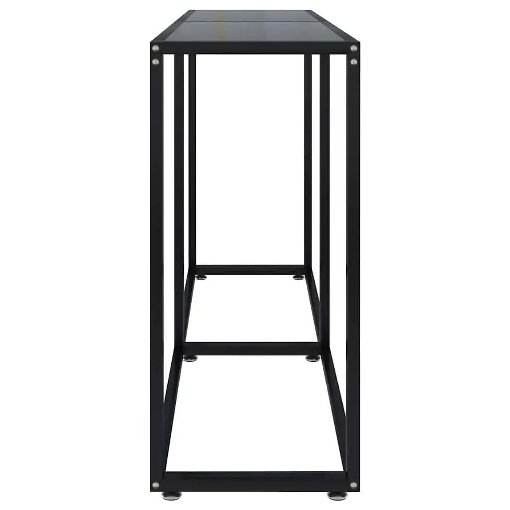 Console Table Black Tempered Glass Steel Frame 140cm x 35cm x 75.5cm