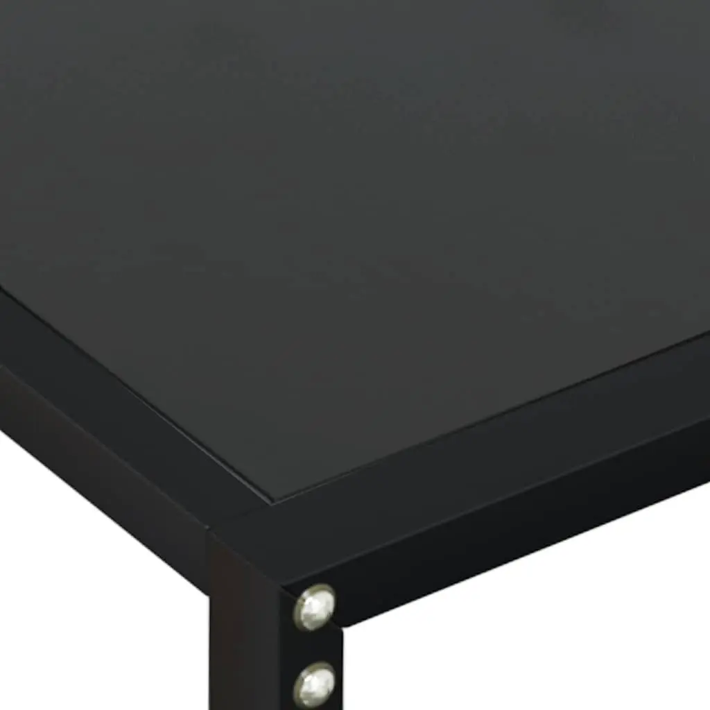 Console Table Black Tempered Glass Steel Frame 140cm x 35cm x 75.5cm