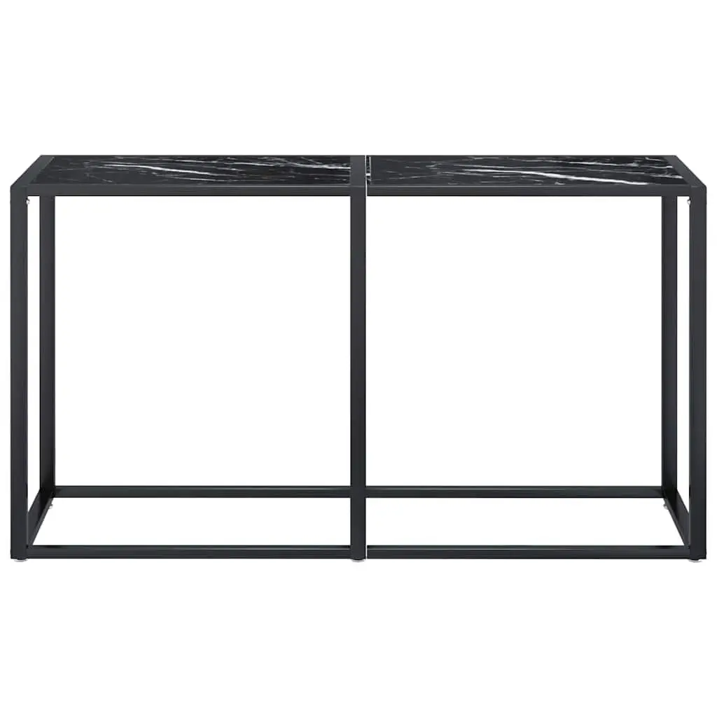 Console Table Black Marble Top Tempered Glass Powder-coated Steel Frame 140cm W x 35cm D x 75.5cm H