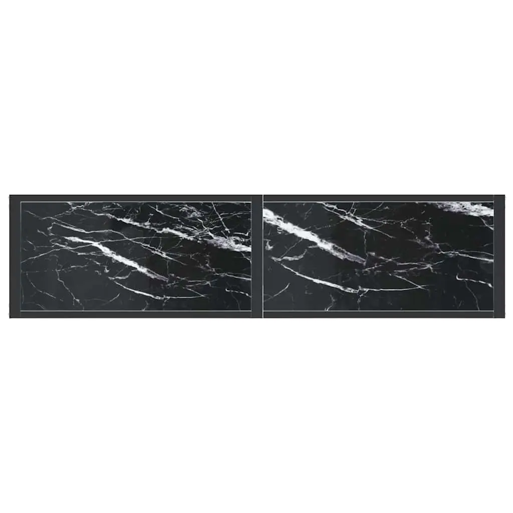 Console Table Black Marble Top Tempered Glass Powder-coated Steel Frame 140cm W x 35cm D x 75.5cm H