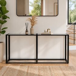 Stylish Console Table with Tempered Glass Top