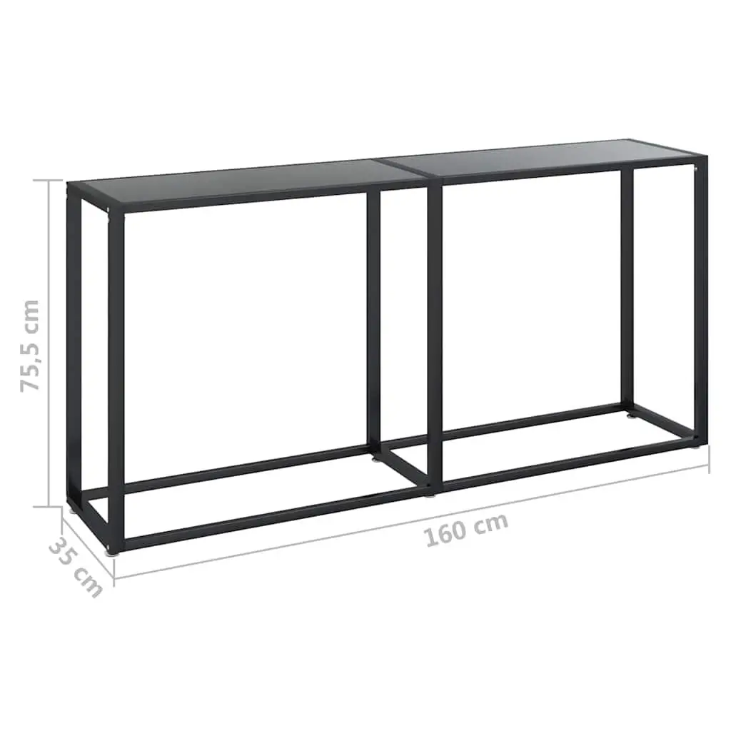 Black Console Table with Tempered Glass Top