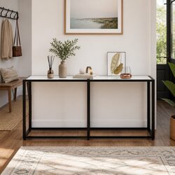 White Marble Top Console Table with Steel Frame