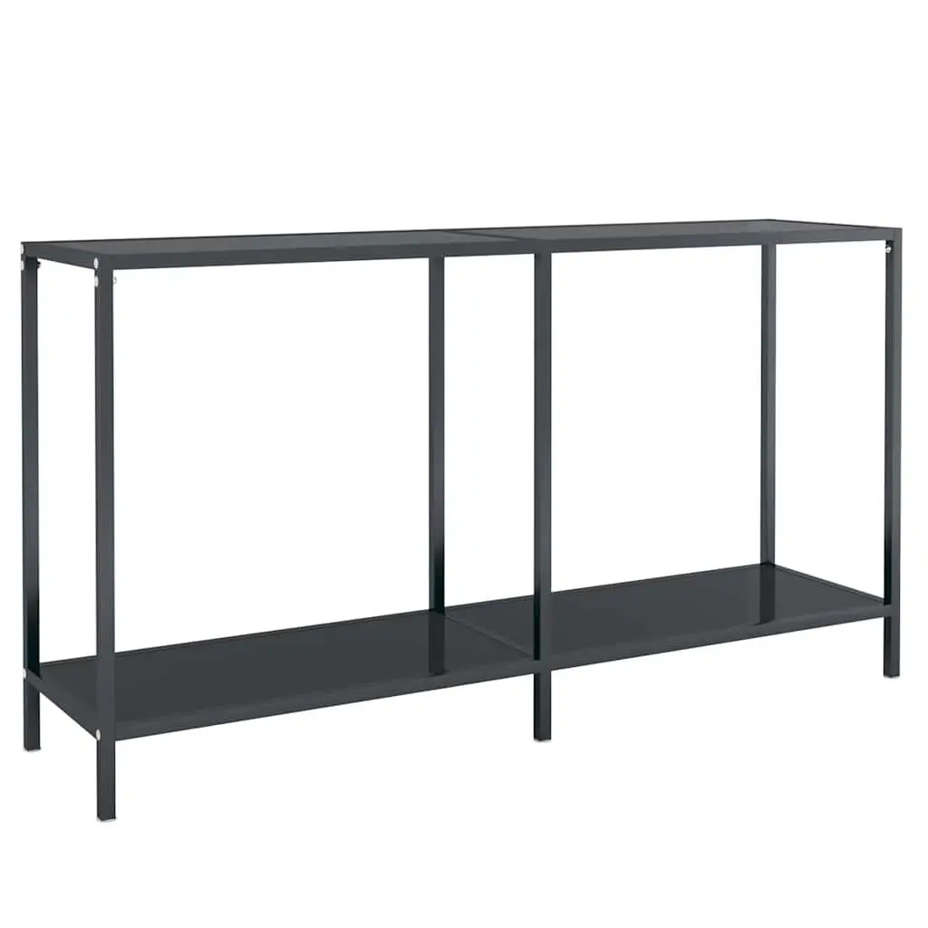 Black Console Table with Shelf for Living Rooms