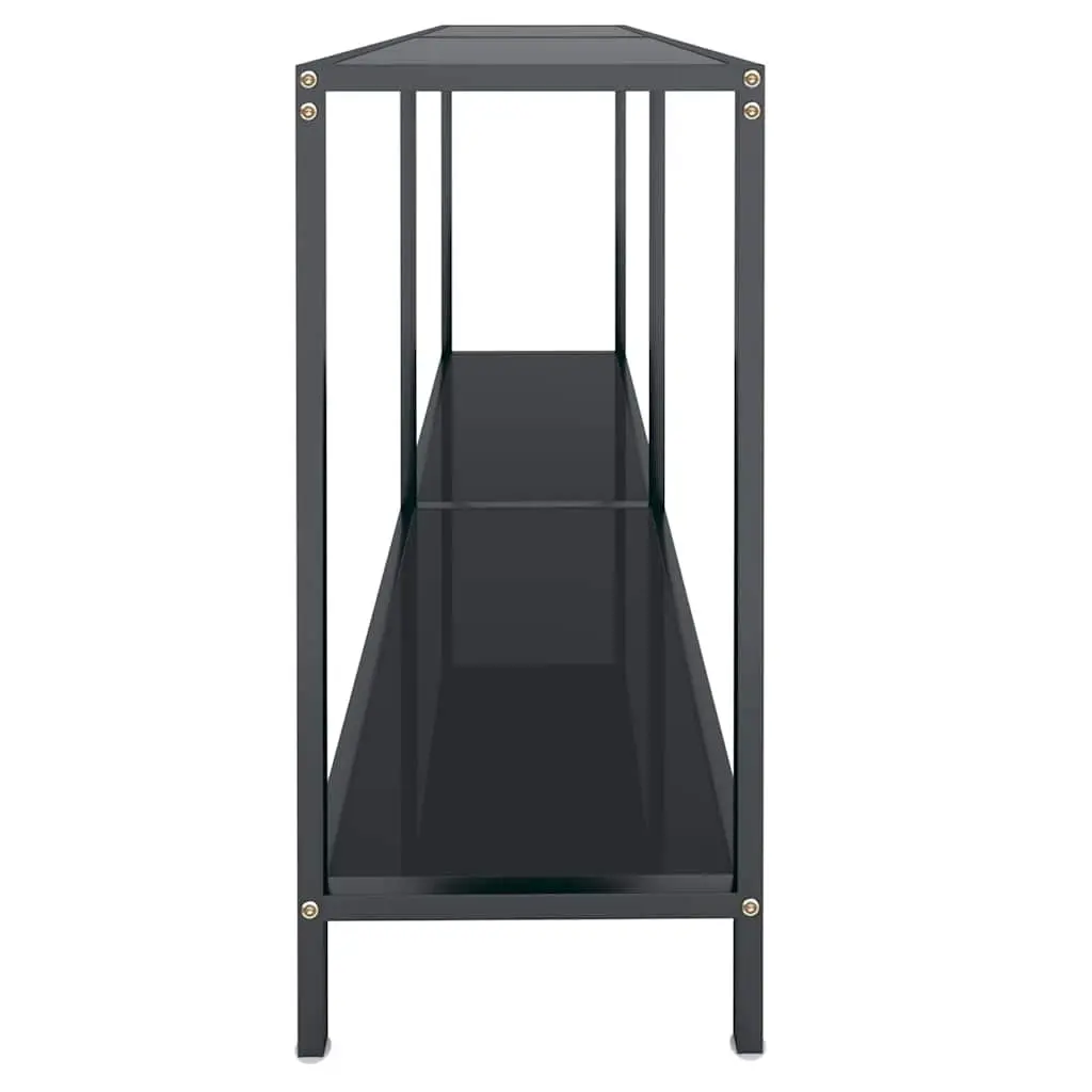 Black Console Table with Shelf for Living Rooms
