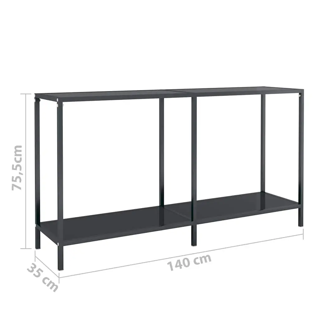 Black Console Table with Shelf for Living Rooms