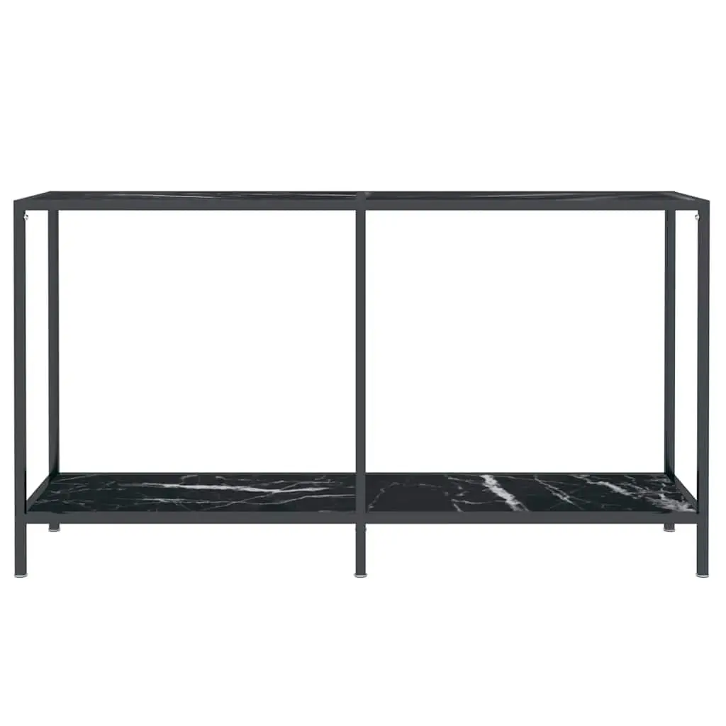 Console Table Black Tempered Glass Shelf Steel Frame 140W x 35D x 75.5H cm