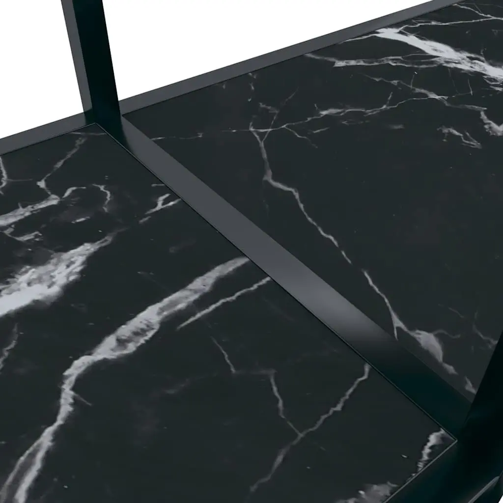Console Table Black Tempered Glass Shelf Steel Frame 140W x 35D x 75.5H cm