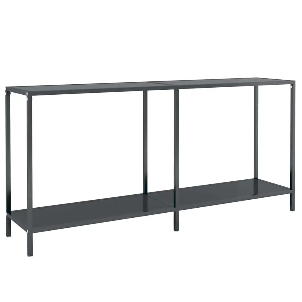 Console Table Black Tempered Glass 160 x 35 x 75.5 cm Powder-Coated Steel