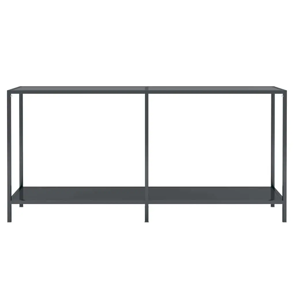 Console Table Black Tempered Glass 160 x 35 x 75.5 cm Powder-Coated Steel