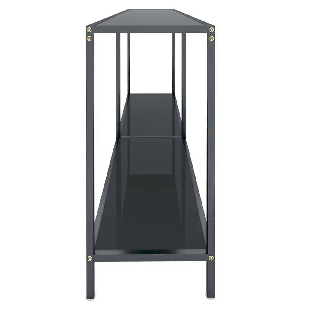 Console Table Black Tempered Glass 160 x 35 x 75.5 cm Powder-Coated Steel