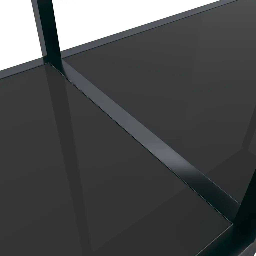 Console Table Black Tempered Glass 160 x 35 x 75.5 cm Powder-Coated Steel