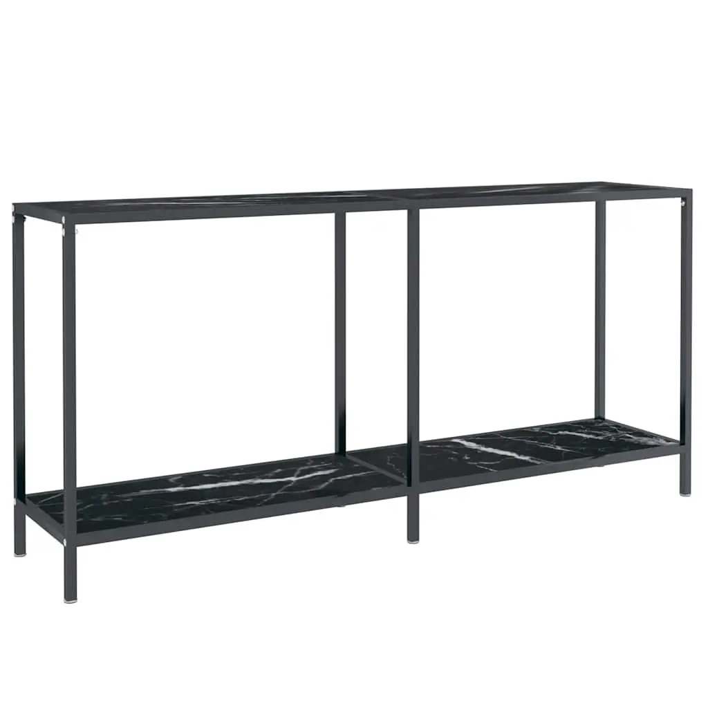 Console Table Black Tempered Glass Accent End Table Living Room Storage Shelf