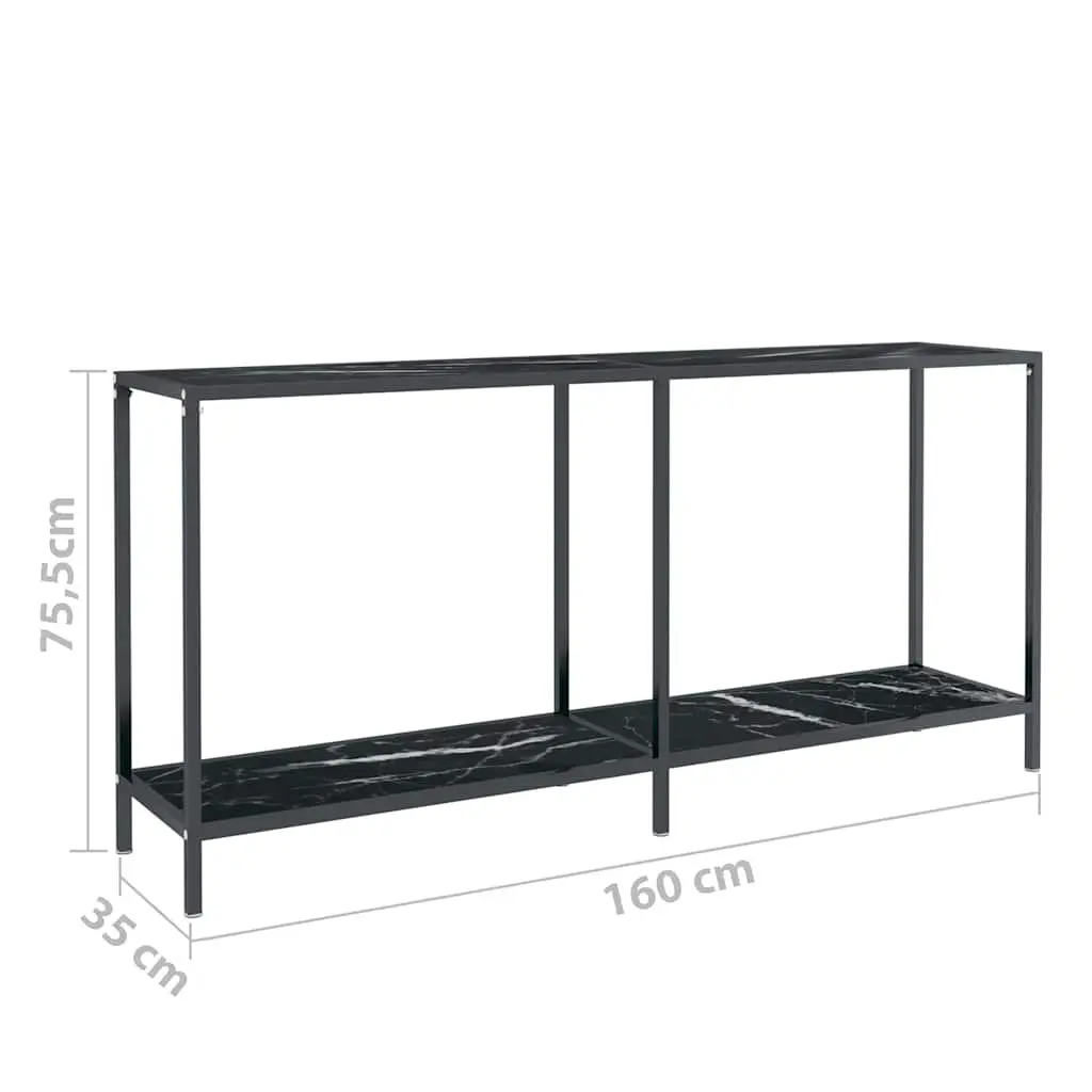 Console Table Black Tempered Glass Accent End Table Living Room Storage Shelf