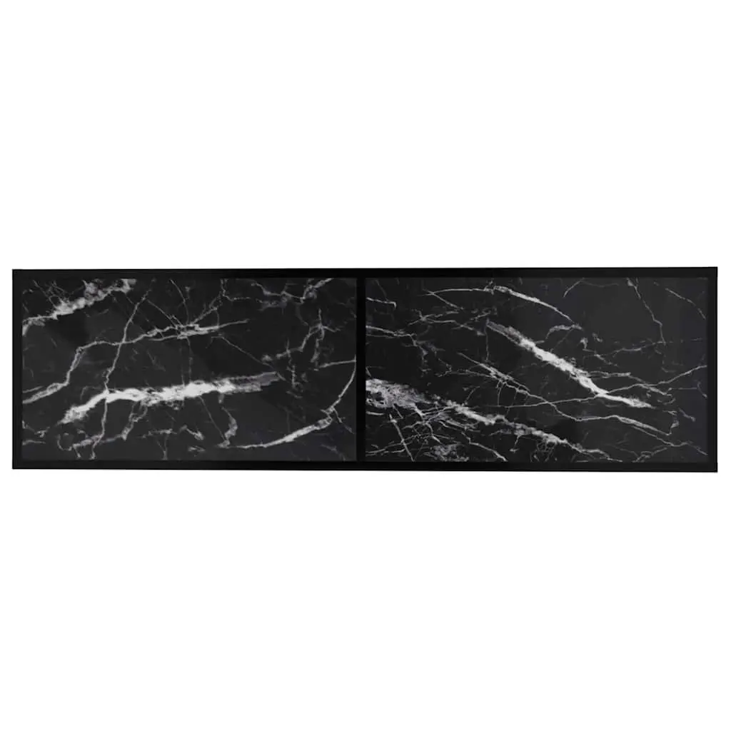 TV Cabinet with Black Marble Tempered Glass