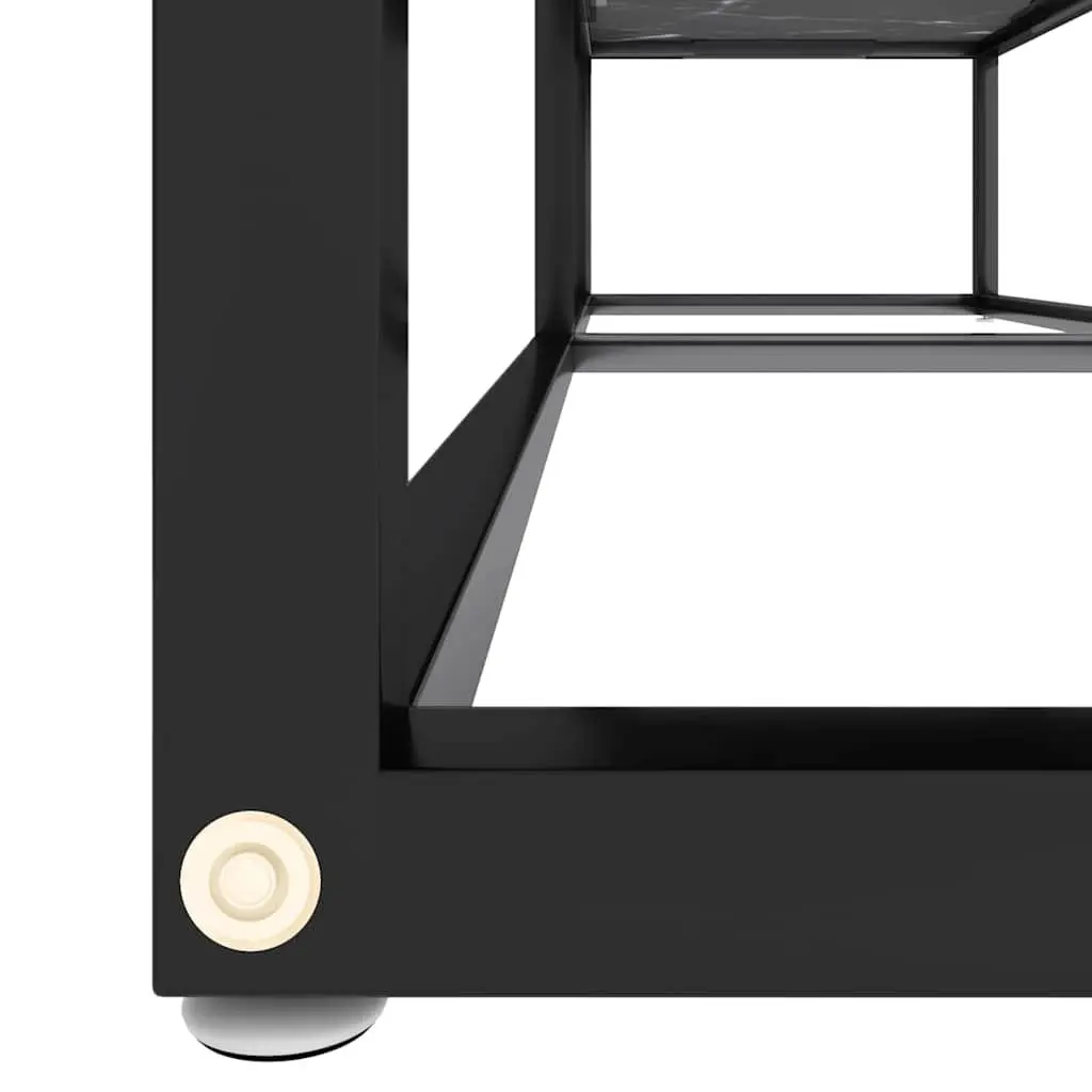 TV Cabinet with Black Marble Tempered Glass