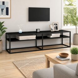 Elegant Black Glass TV Cabinet for Your Living Room