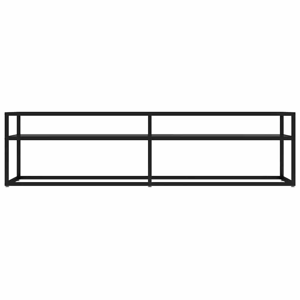 TV Cabinet Black Tempered Glass Media Console Storage Unit 160 x 40 x 40.5 cm Steel Frame