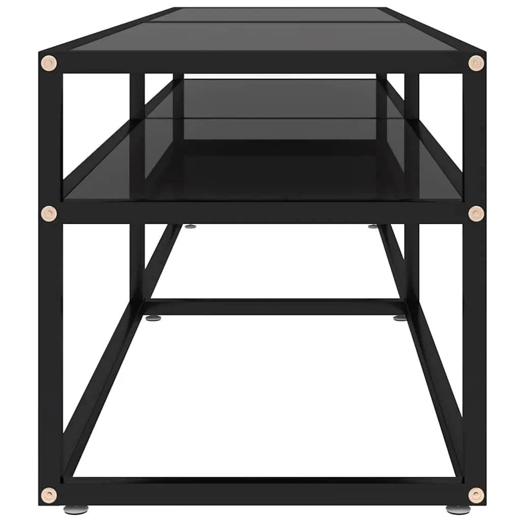 TV Cabinet Black Tempered Glass Media Console Storage Unit 160 x 40 x 40.5 cm Steel Frame
