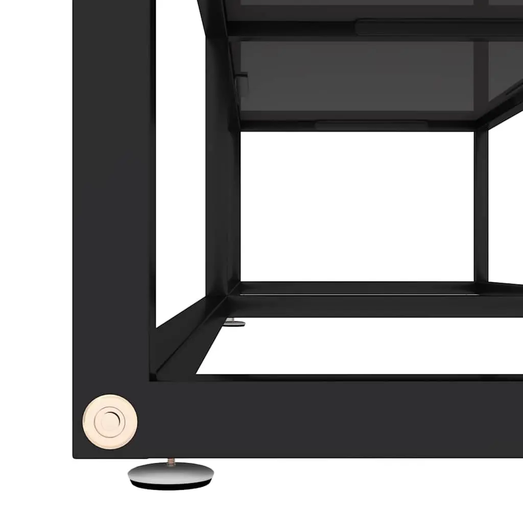 TV Cabinet Black Tempered Glass Media Console Storage Unit 160 x 40 x 40.5 cm Steel Frame