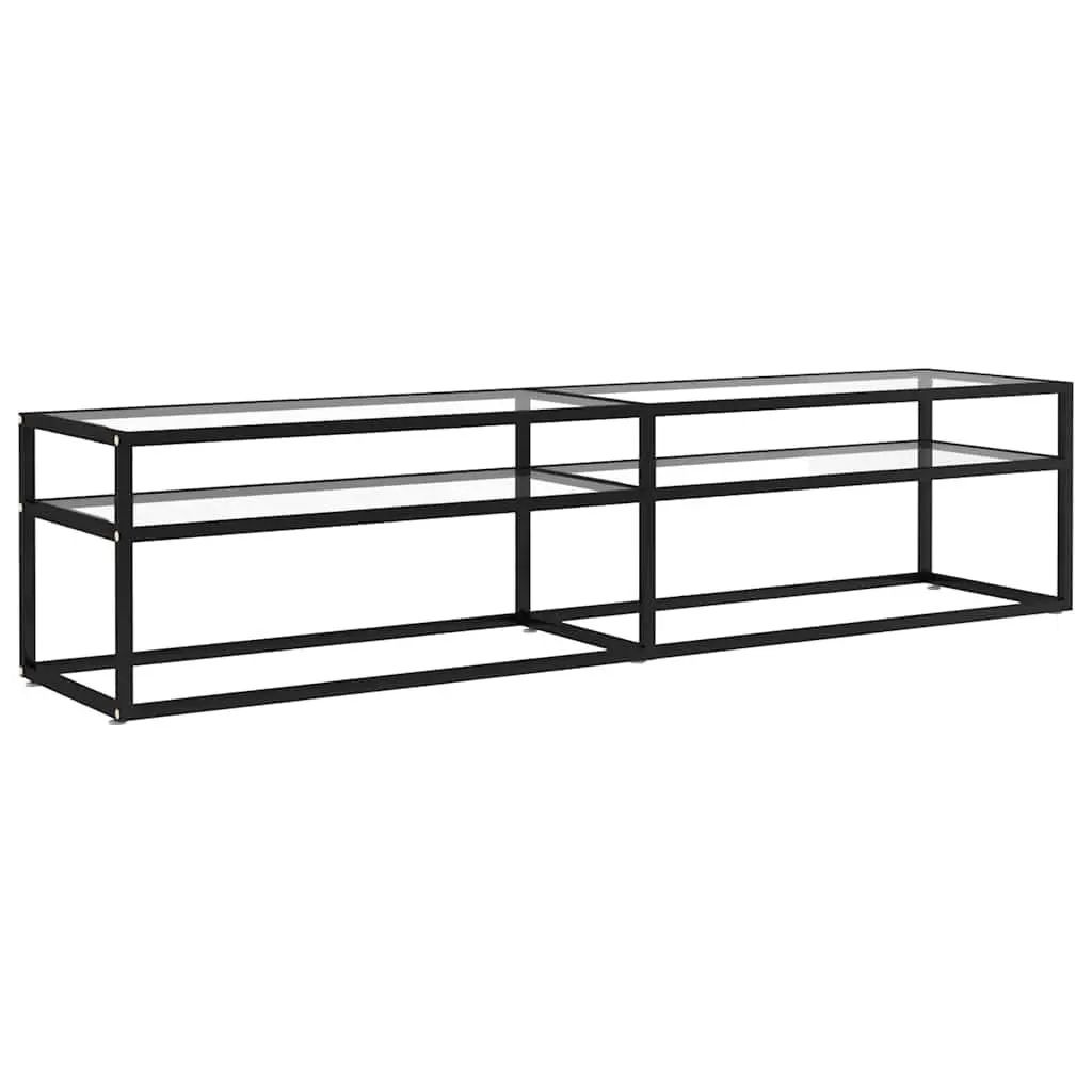 TV Cabinet Tempered Glass Living Room Storage Unit Transparent Media Console