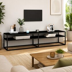 Elegant Black Glass TV Cabinet for Living Rooms