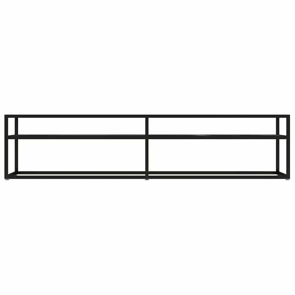 Black Marble TV Cabinet with Glass Shelves