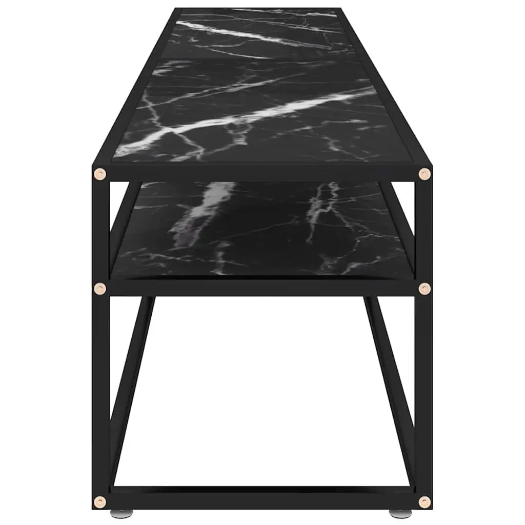 Black Marble TV Cabinet with Glass Shelves