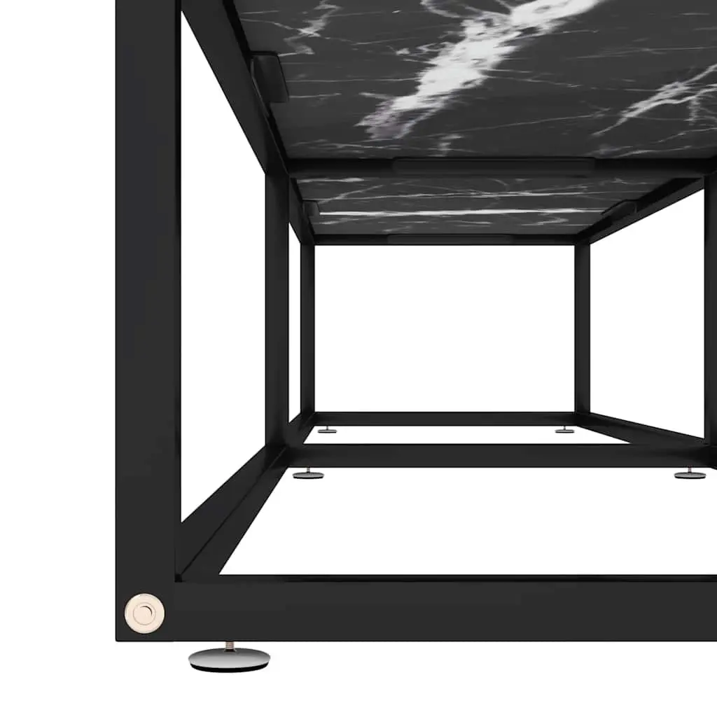 Black Marble TV Cabinet with Glass Shelves