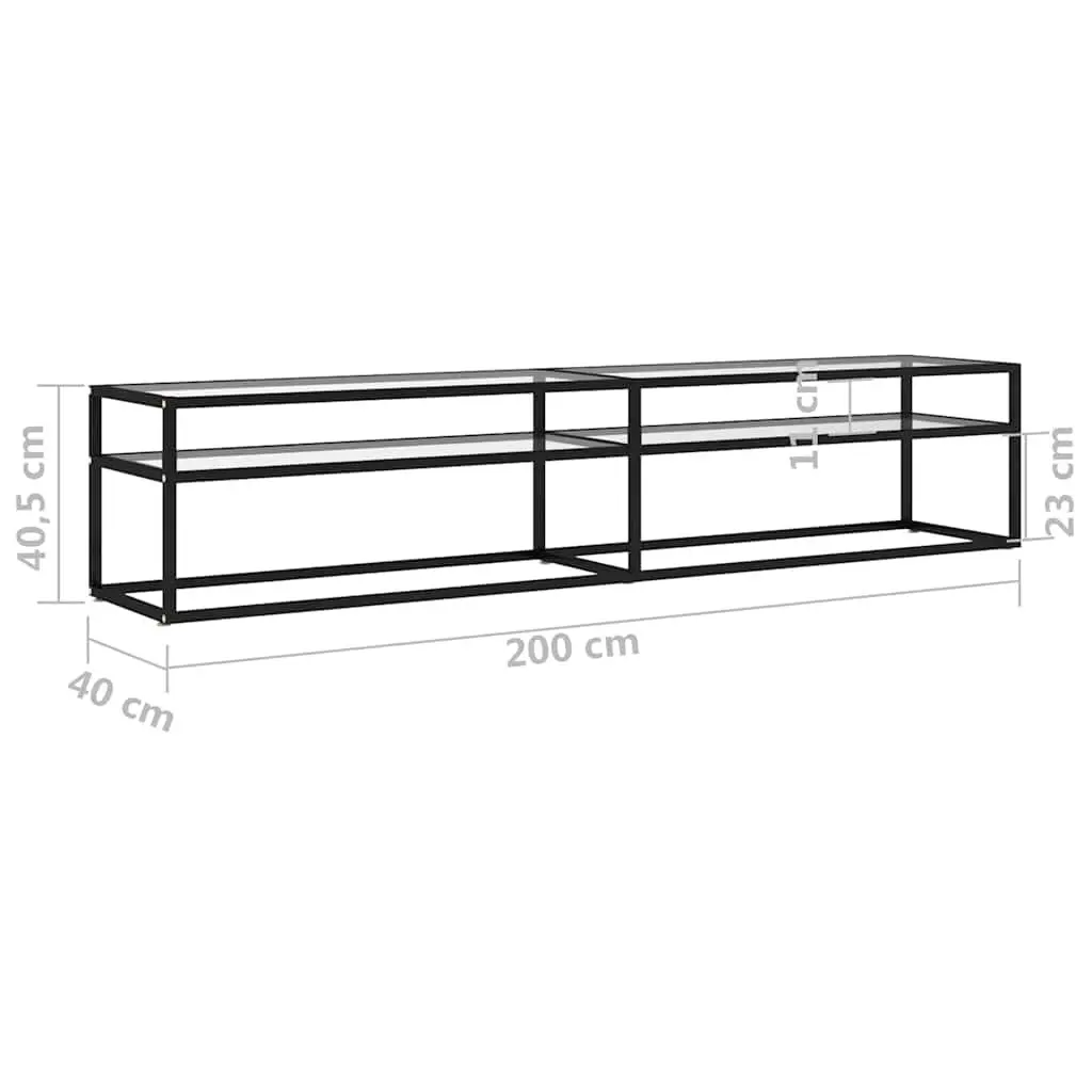 TV Cabinet Tempered Glass Transparent Living Room Storage Display Shelf Unit