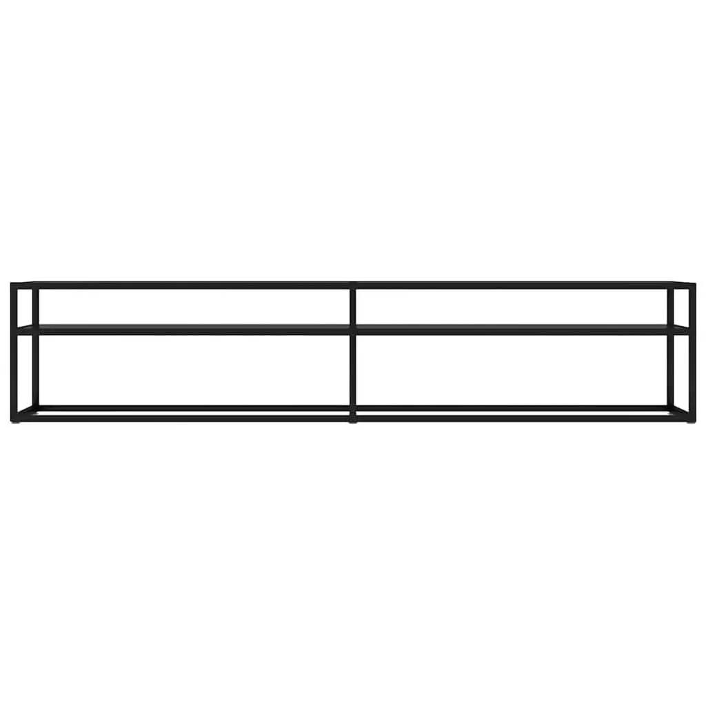 TV Cabinet Black Glass Shelving Unit 200 x 40 x 40.5 cm Tempered Glass Steel Frame