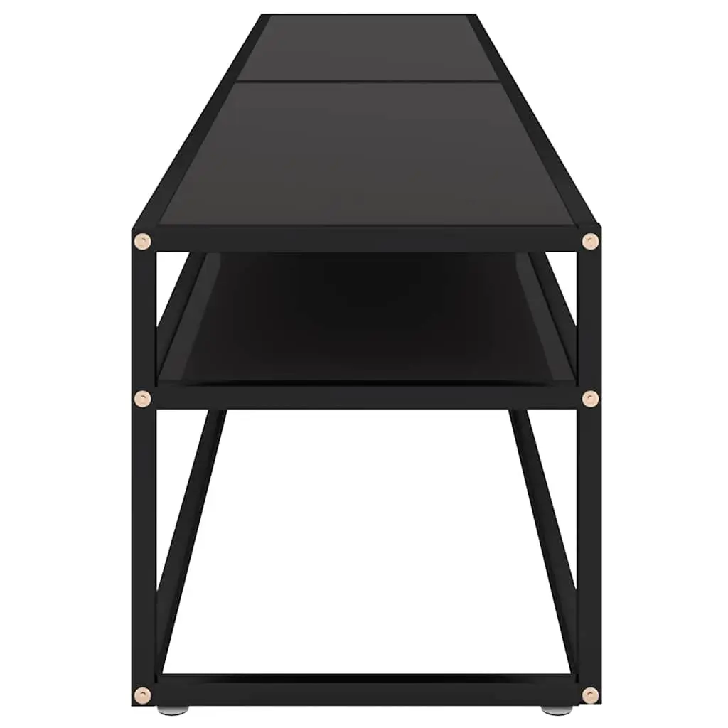 TV Cabinet Black Glass Shelving Unit 200 x 40 x 40.5 cm Tempered Glass Steel Frame