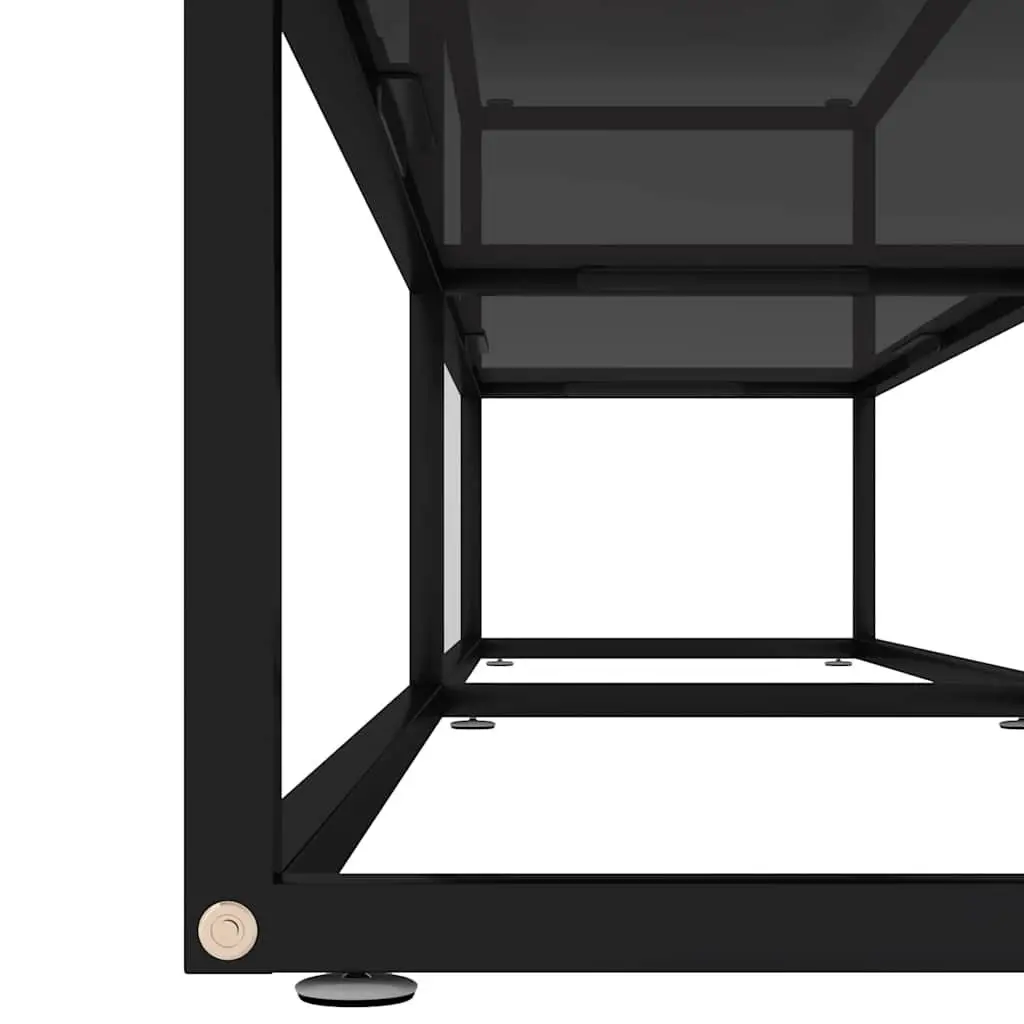 TV Cabinet Black Glass Shelving Unit 200 x 40 x 40.5 cm Tempered Glass Steel Frame