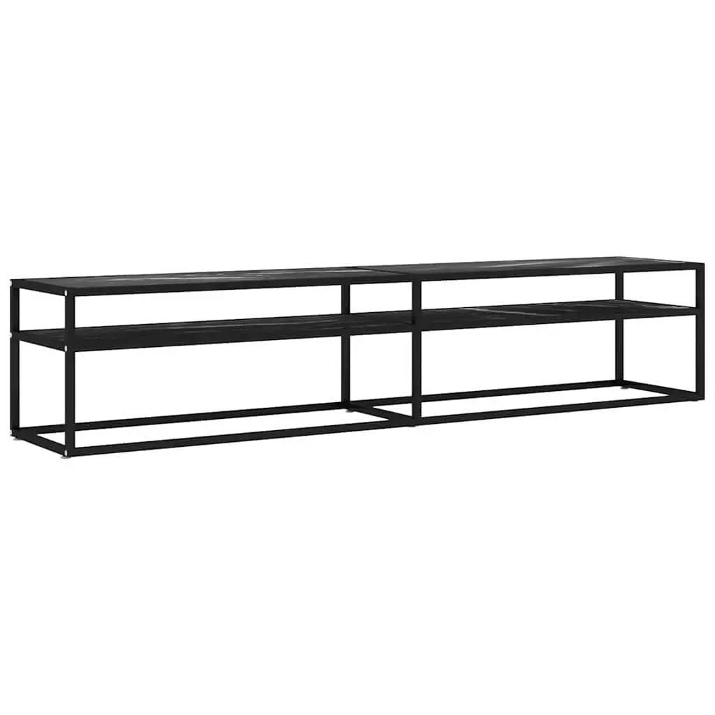 Black Marble TV Cabinet with Glass Top