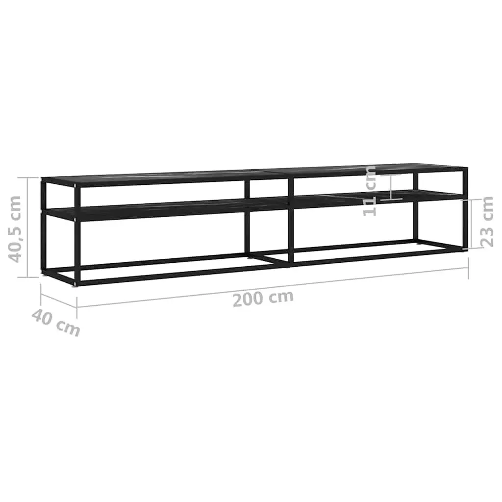 Black Marble TV Cabinet with Glass Top