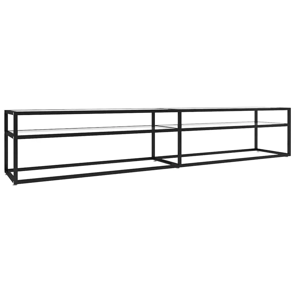 TV Cabinet Transparent Tempered Glass 220 x 40 x 40.5 cm Steel Frame
