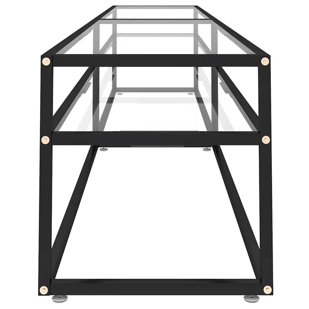 TV Cabinet Transparent Tempered Glass 220 x 40 x 40.5 cm Steel Frame
