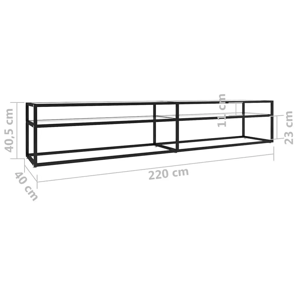 TV Cabinet Transparent Tempered Glass 220 x 40 x 40.5 cm Steel Frame