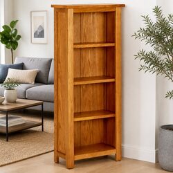 4-Tier Solid Oak Bookcase 45x22x110 cm Brown Shelf