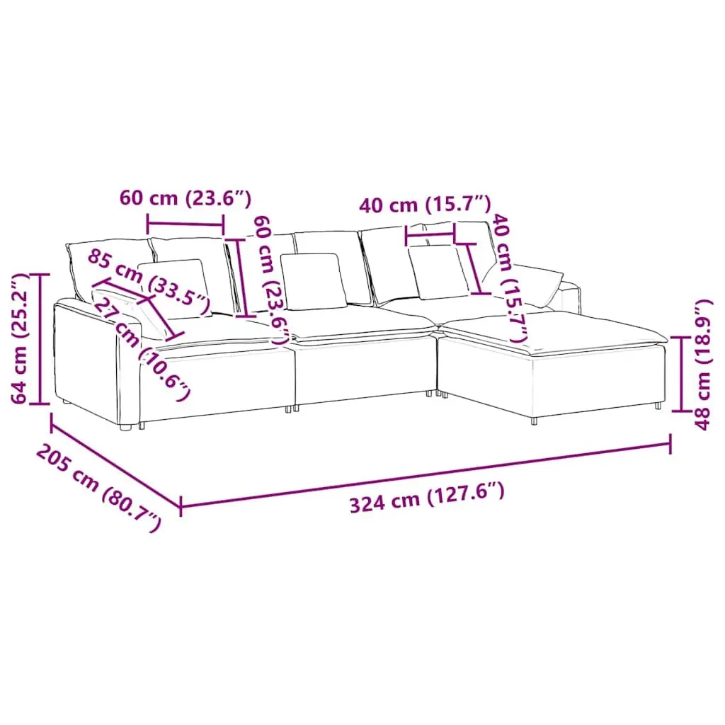 Modular Sofa Dark Grey Sectional Fabric Upholstery Foam Filling Metal Frame with Wooden Armrests