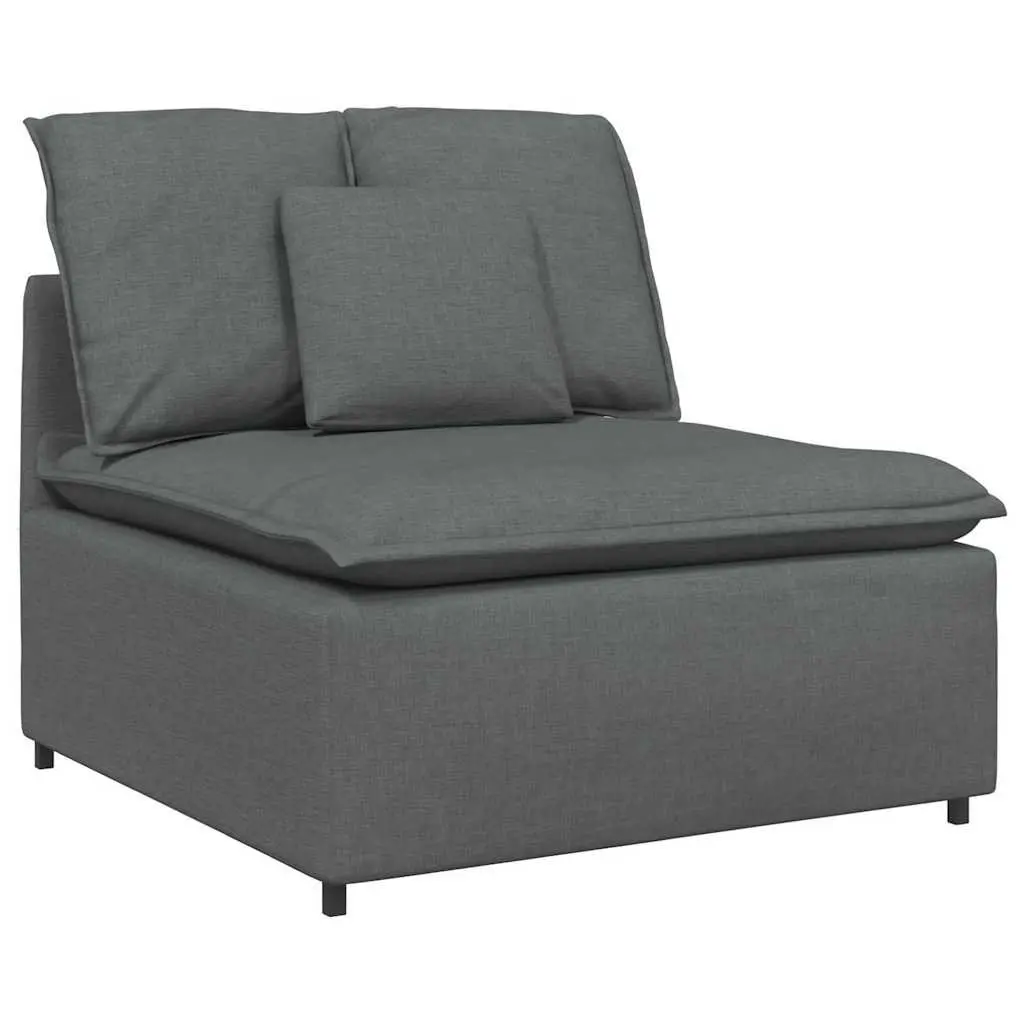 Modular Sofa Dark Grey Sectional Fabric Upholstery Foam Filling Metal Frame with Wooden Armrests