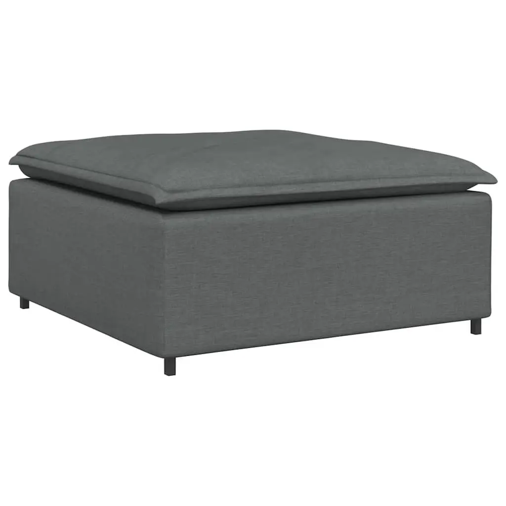 Modular Sofa Dark Grey Sectional Fabric Upholstery Foam Filling Metal Frame with Wooden Armrests
