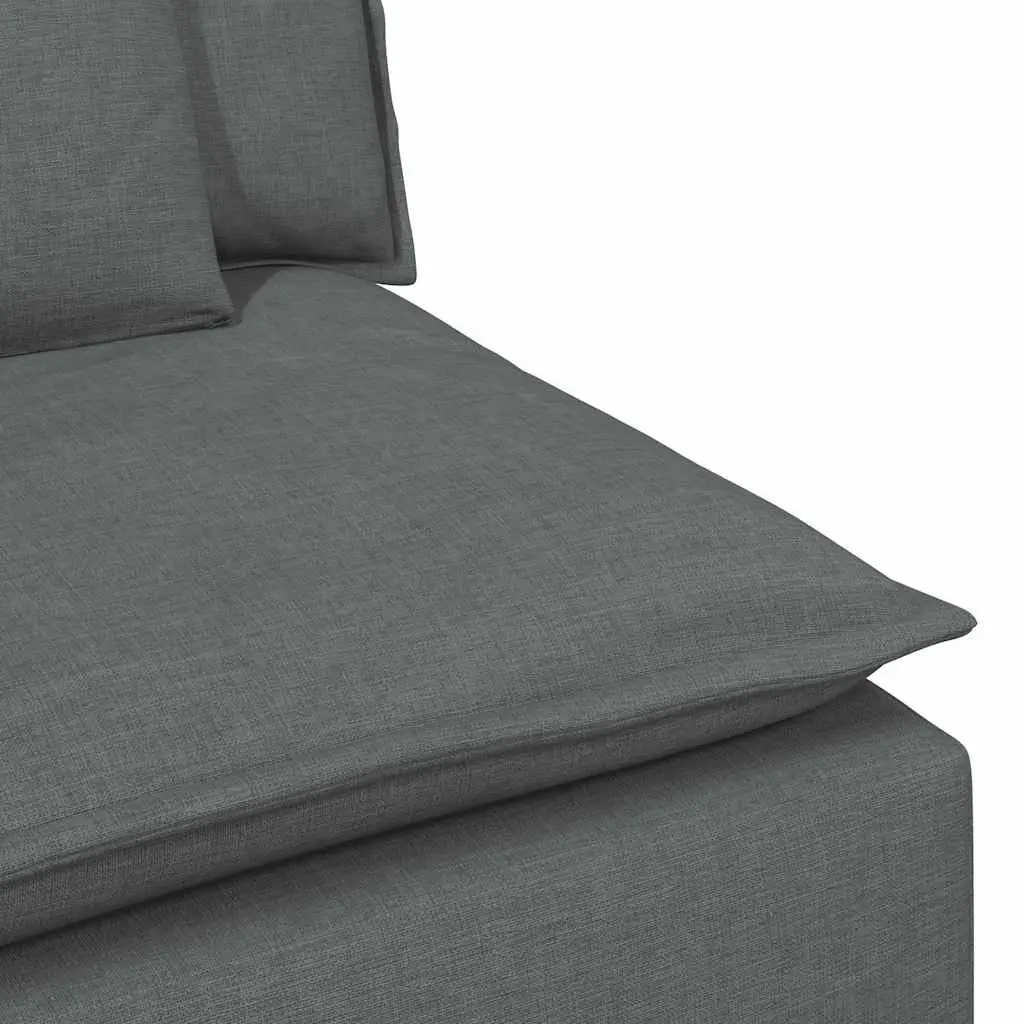 Modular Sofa Dark Grey Sectional Fabric Upholstery Foam Filling Metal Frame with Wooden Armrests